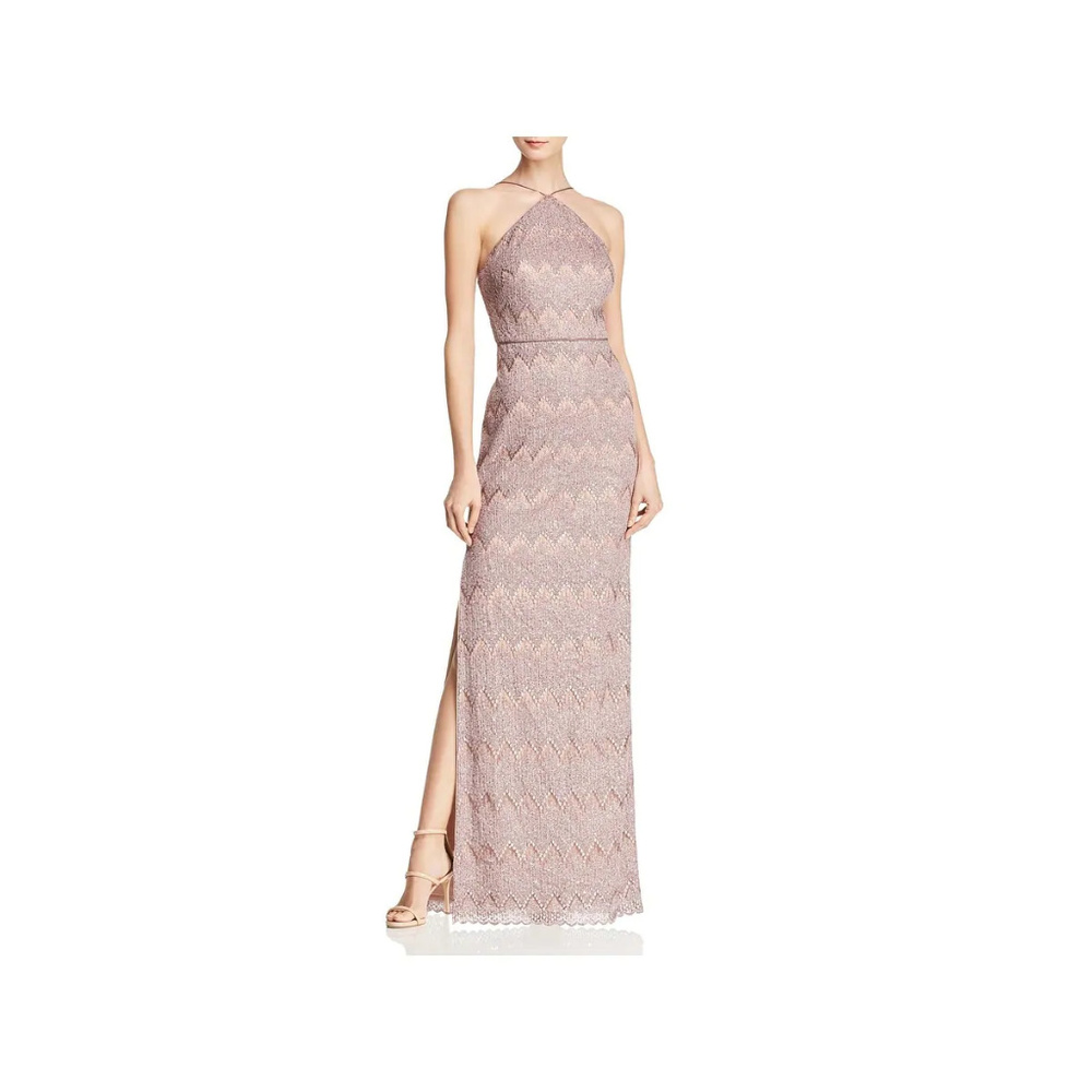 Aidan Mattox Womens Formal Dress Metallic Halter